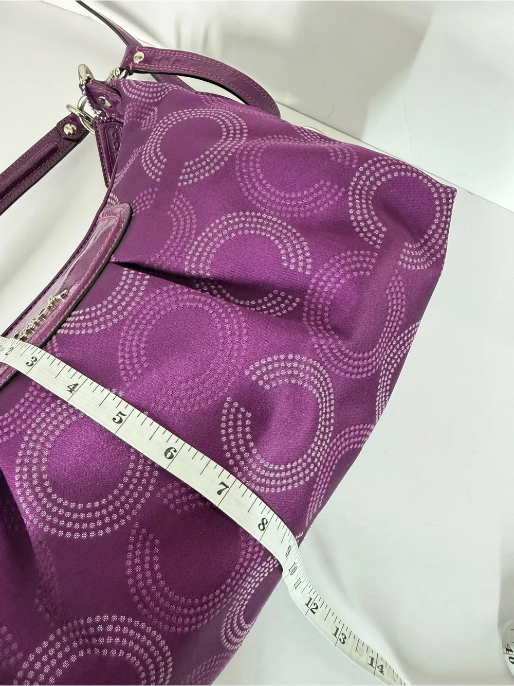 Coach Womens Ashley Dotted Op Art  Y2K Convertible Hobo Purple F20031 Crossbody